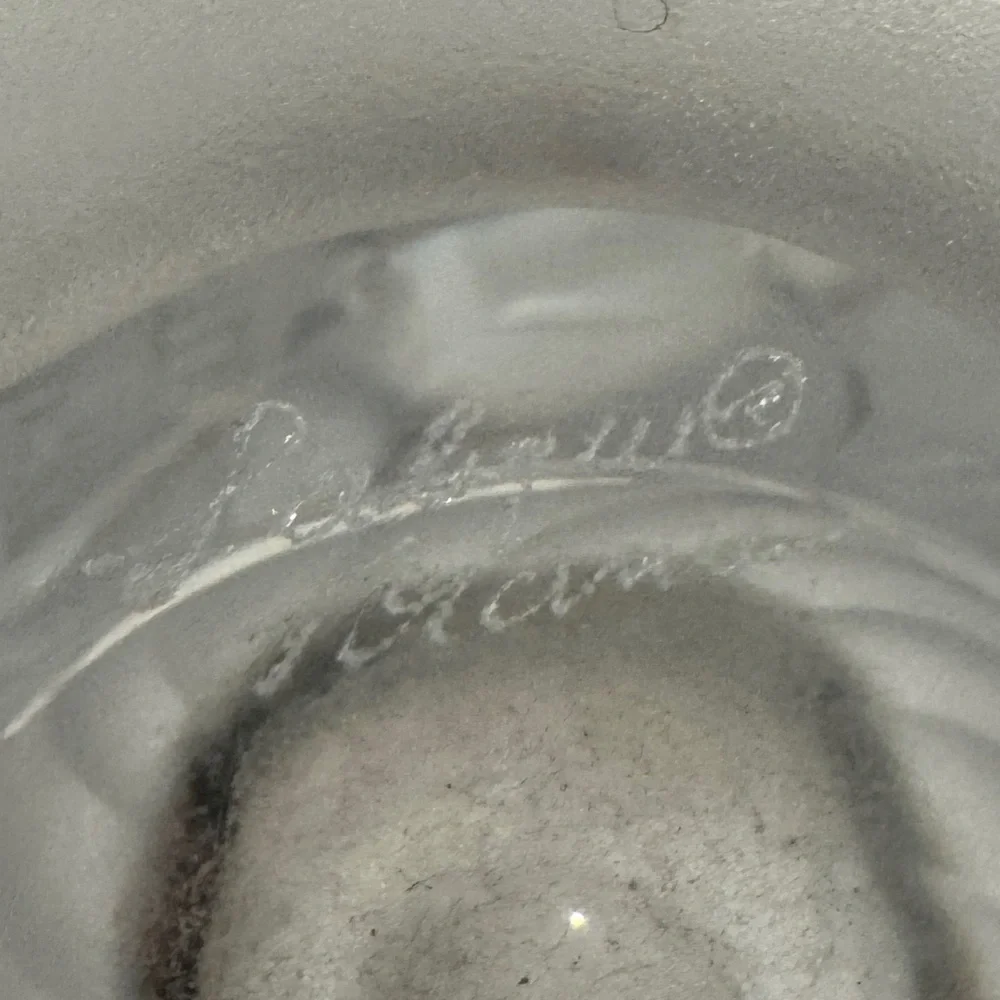 LALIQUE France Rosine Frosted Glass Vase with 3D Dove Design